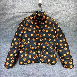 Diane von Furstenberg Womens Small Black Down Puffer Floral All Over NWT ☃️